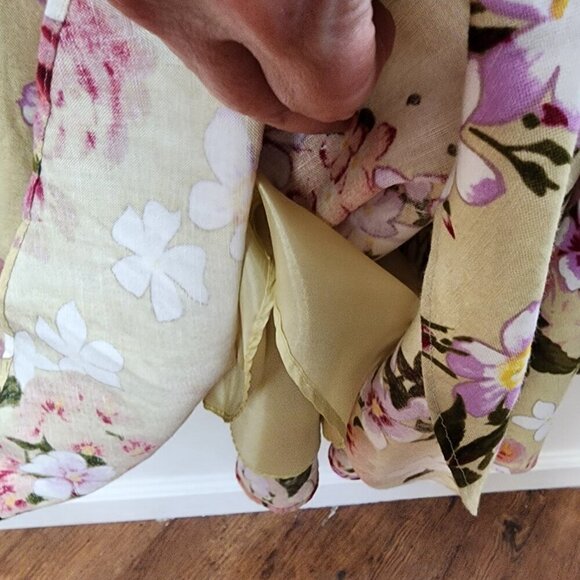 Adrianna Papell Linen Blend Belted Fit and flare Floral Vintage Dress Size 14 - Picture 8 of 12